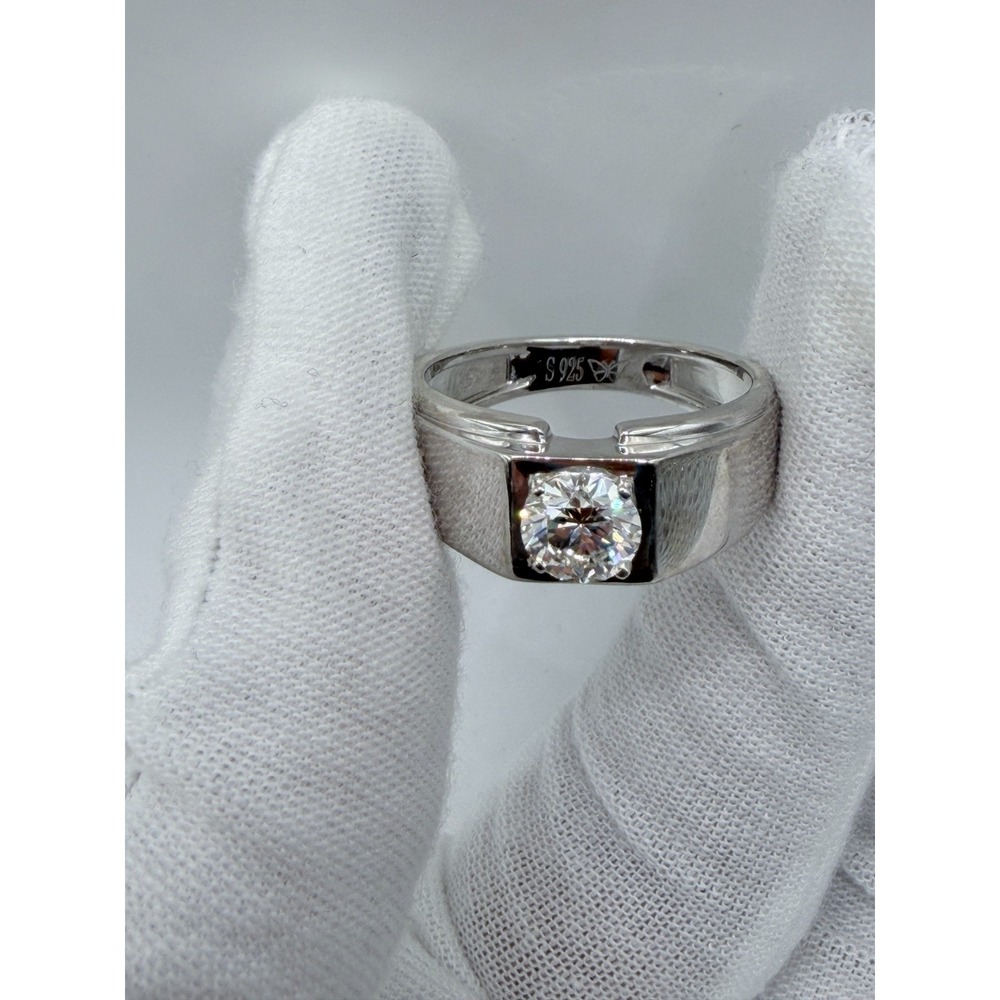 IGI 1.01ct Men's Lab Created Diamond Ring Silver